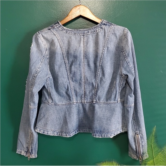 Blank NYC Moto Denim Zip Up Jacket Medium - Picture 6 of 14
